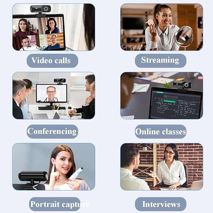 GIZNXBA Webcam with Microphone for Streaming HD Light Correction Noise Cancellation Autofocus Beauty Mode Wide-Angle Lens Plug &amp Play USB Webcam for Laptop Desktop(1080p)