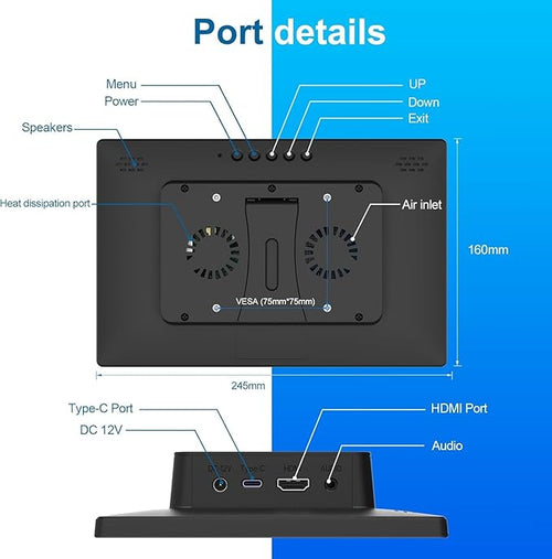 10.1 Inch Touchscreen for Raspberry Pi5-Point 1920 * 1200 IPS touchscreen Portable Monitor with HDMI Interface Dual-Speaker for Raspberry Pi 5/4B/3B+/3B/B+ Jetson Nano Win11/10/8/7(10.1'' 1920*1200)