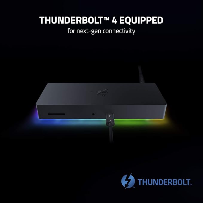 Razer Thunderbolt 4 Dock: 10 Ports in 1 - Dual 4K or Single 8K Video Output - USB A and C Hub 2.5 GbE Thunderbolt 3 Mac and PC Compatible - Thunderbolt 4 Certified - Passthrough Charging - Chroma