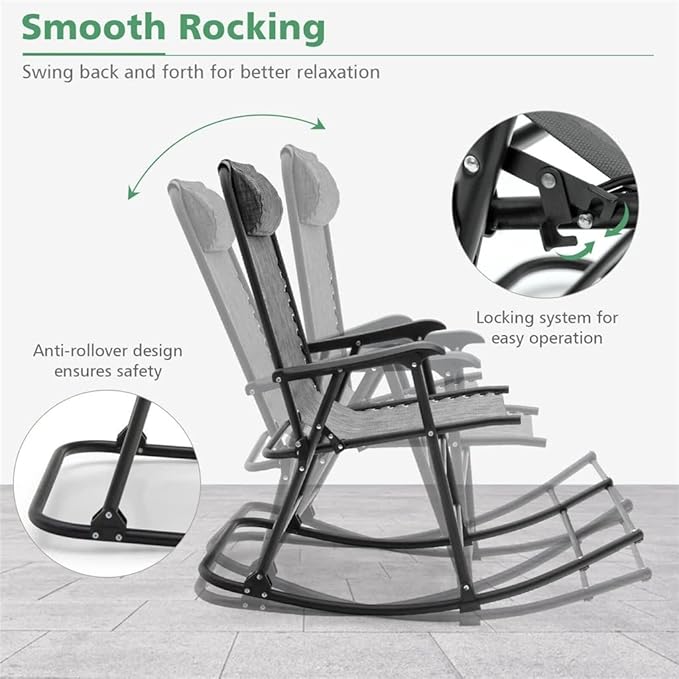 Office Chair Gaming Chair Computer Chair Patio Camping Rocking Chair Folding Rocking Chair Footrest Blue