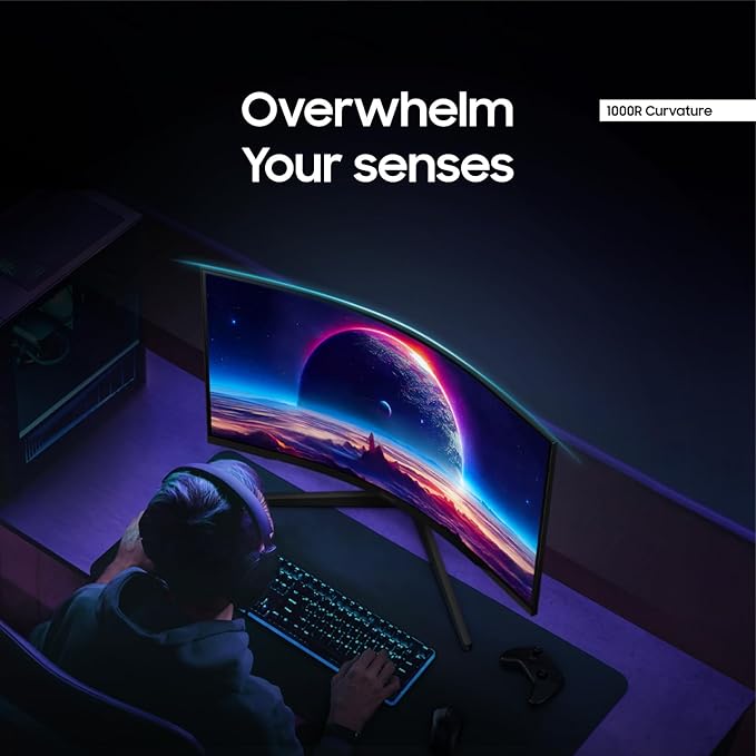 SAMSUNG 32 Odyssey G55C Series QHD 1000R Curved Gaming Monitor 1ms(MPRT) HDR10 165Hz AMD Radeon FreeSync Eye Care Glare Free Sharp Resolution LS32CG550ENXZA