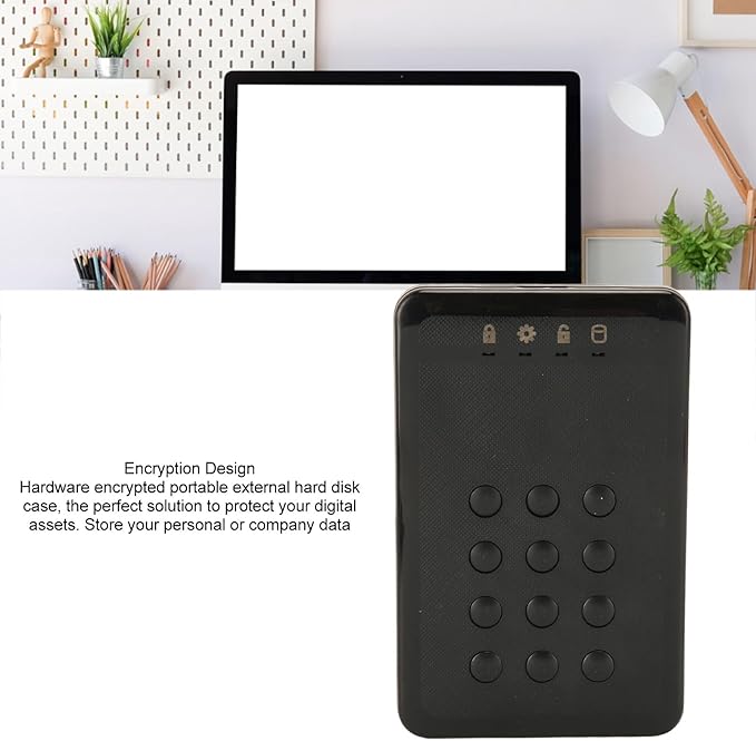 Zyyini Encrypted Hard Drive Enclosure 3TB 5Gbps Encrypted USB 3.0 2.in SATA Hard Drive Enclosure Password Access Hardware for 7 8 10 for OS X 10 and