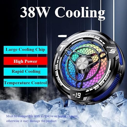 FS12 38W Semiconductor Tablet Cooler Large Area Powerful Cooling Magnetic RGB Cooler Radiator for Pad/Gaming