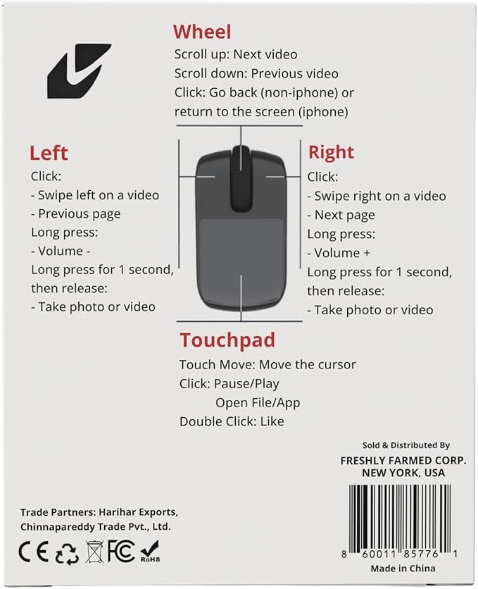 SPYN Multifunctional Wireless Ring Mouse PROFinger Ring Mouse with TouchTrackpad Bluetooth/Wireless Scroller for iPhone/Android/PC/Laptops/Tablets/SmartTVs RemoteControl for Camera/Video Recording