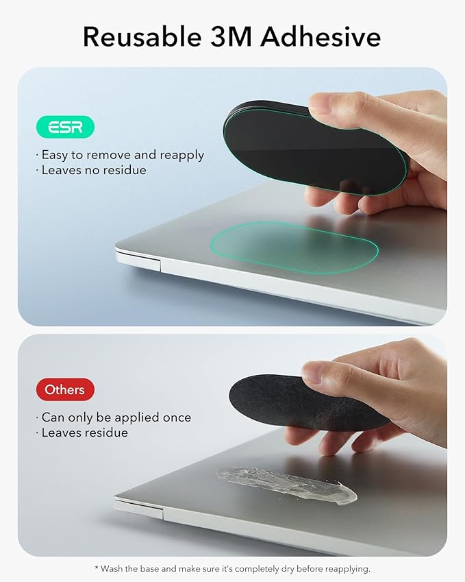 ESR MagMouse Snap-to-Carry Bluetooth Mouse Rechargeable Wireless Mouse for Laptop with Built-in Charging Cable Reusable Adhesive Holder BT 5.0 + 2.4 GHz Connectivity Silent Ergonomic Black