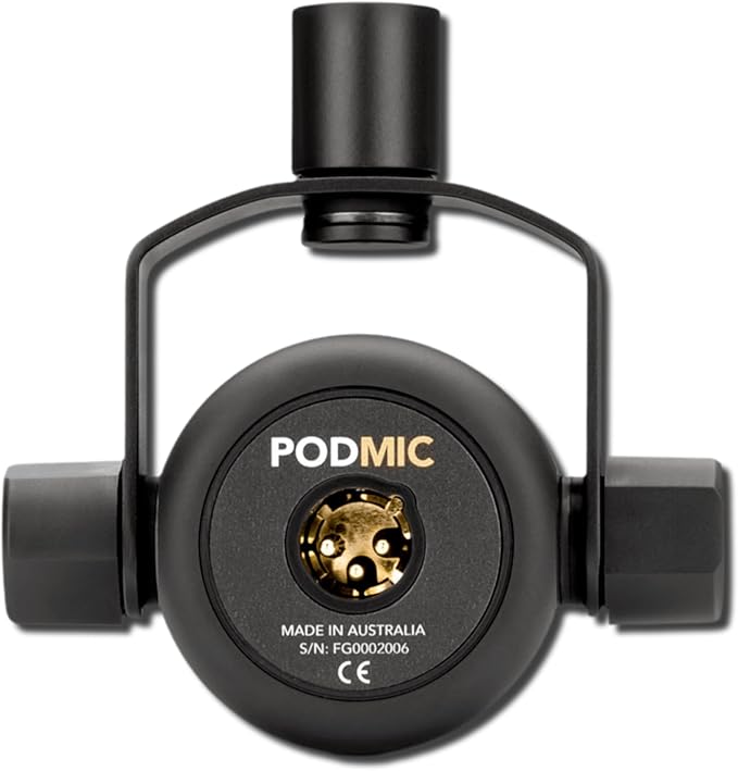 Rode PodMic Dynamic Broadcast Microphone with PSA1+ Microphone Boom Arm WS14 Pop Filter and Premium XLR Cable (Black)