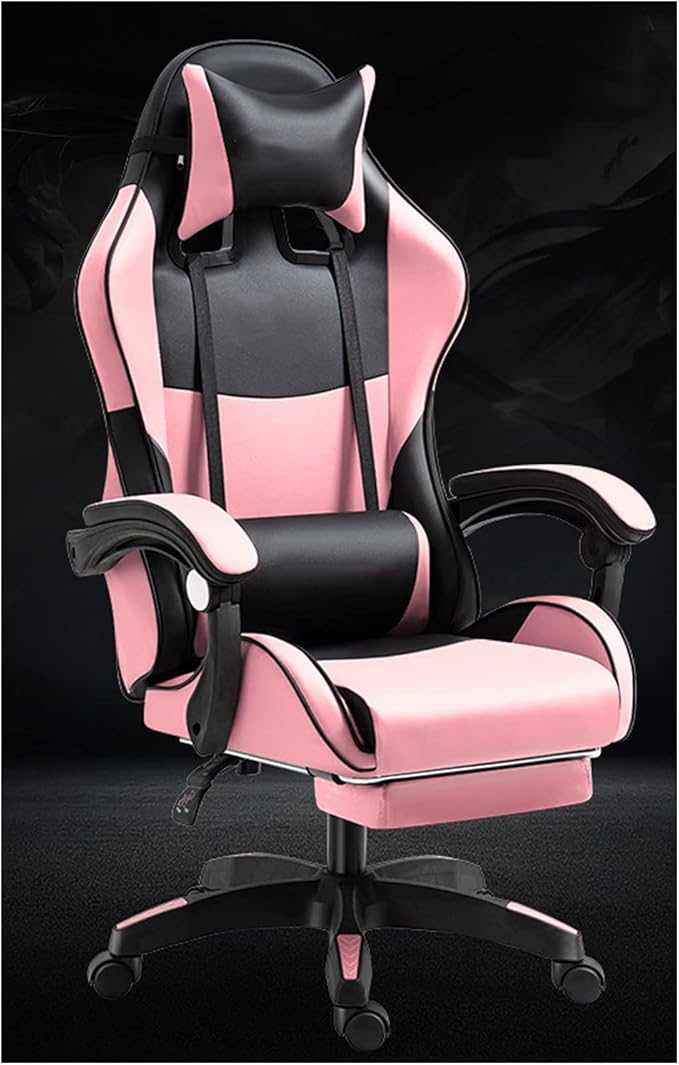 Gaming Chair Computer Chair Office Gaming Chairs for Adults Gamer Chair Racer Gaming Chair Leather Recliner w/Lumbar Support Pink