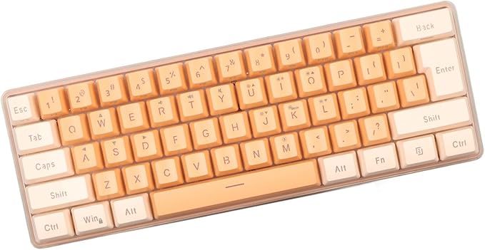 GOTOTOP 60% Wired Gaming Keyboard RGB Mini Keyboard with 6 Backlight Effects Compact 61 Keys Keyboard for 11 10 8 7 Vista USB Wired Plug and Play (Yellow Orange)