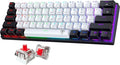 Portable 60% Mechanical Gaming KeyboardWired ErgonomicKeyboard with Red Switches18 LED Backlit Keyboard61 Keys Ultra-Compact Mini OfficeKeyboard for PC/Mac/XboxEasy to Carry On Trip-Black/White