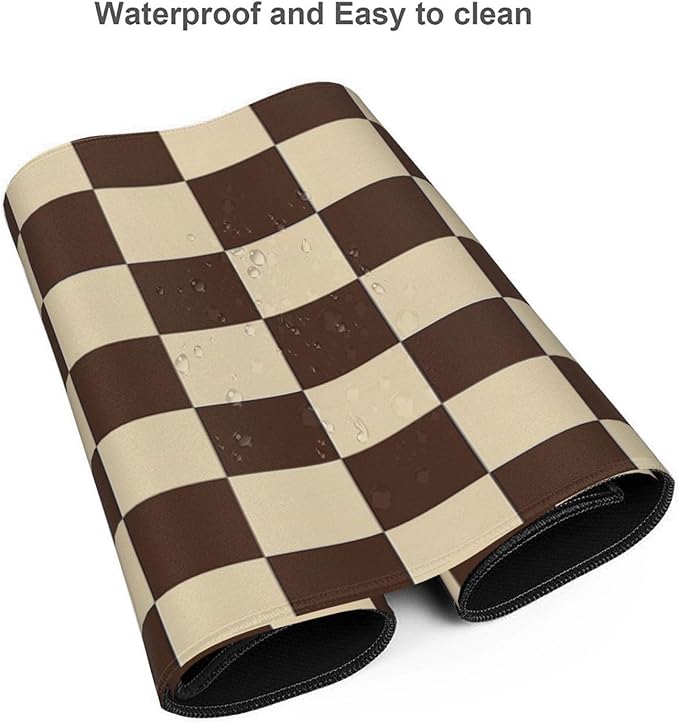 Brown Checkered Mouse Pad Large Desk Mat for Keyboard and Mouse Non-Slip Gaming Mousepad Office Desk Accessories for Computer 35.4x15.7Inch