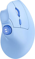 seenda Ergonomic Mouse Wireless MOU-302 Bluetooth Vertical Mouse Rechargeable Optical Mice with 1000/1600/2400 DPI Volume Knob 3 Multi-Device Connectivity for Computer/PC/Laptop/Mac Blue