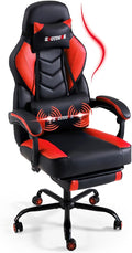 ECOTOUGE Massage Gaming Chair Big and Tall Gaming Chair with Lumbar Support &amp Footrest Ergonomic Gamer Chair with Reclining High Back 360° Swivel Gaming Computer Chair Red
