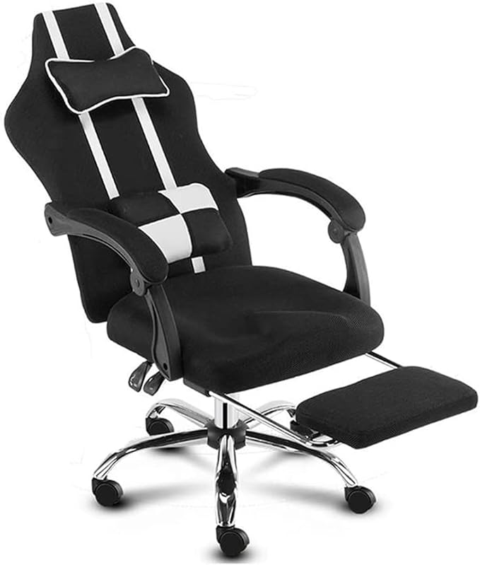 Chair Computer Chair Lift Swivel Chair Office Chair High Back Reclining Chair with Footstool Ergonomic Gaming Chair (Color : Black)