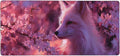 Cherry Blossom White Fox Gaming Mouse Pad Non-Slip Rubber Base 2XL Mousepad with Stitched EdgesWaterproof Washable Mouse Mat for Desk Home Office Gaming 16x35.5in