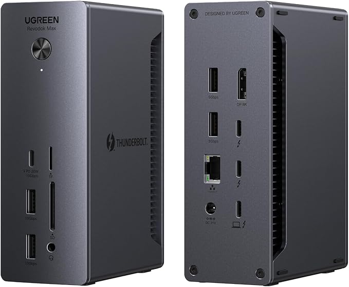 UGREEN Thunderbolt 4 Dock 13-in-1 40Gbps Docking Station with Dual 4K@60Hz Single 8K Display 90W Charging for Laptop 2.5GbE SD/TF 4.0. Revodok Max 213 for MacBook Surface Pro and More