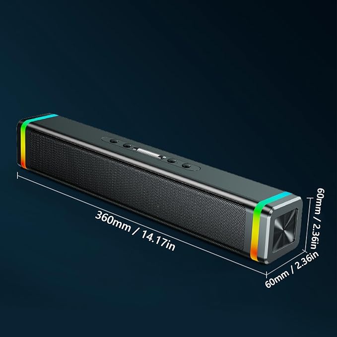 Computer Speaker PC USB Powered Laptop Stereo Speaker with RGB Light for Gaming Music