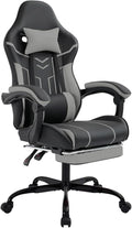 Ergonomic Gaming Chair with Footrest Black Gaming Chair for Adults Girls Women Video Game Chairs with Wheels &amp Lumbar Support 300 LBS Capacity (Black+Gray)