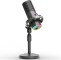 BASN USB/XLR Dynamic Microphone for Podcasting Live Streaming Gaming Recording with RGB Mute Button Headphone Monitoring and MIC Stand (Gray) SL2000