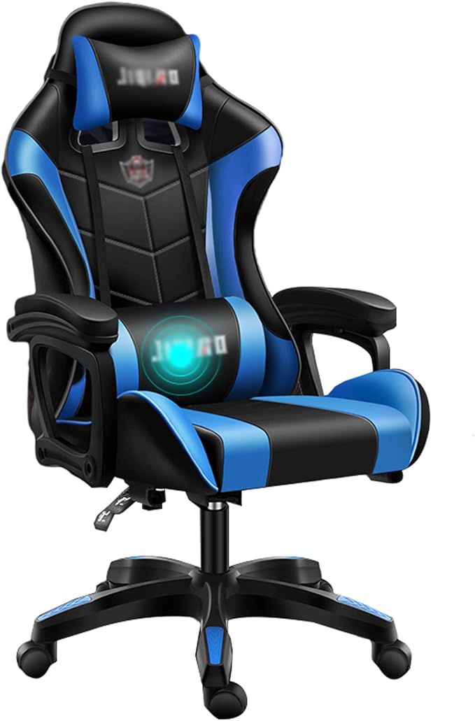 Office Gaming Chair Computer Chair Boys Home Boss Chair Ergonomic Chair Seat Game Chair Lift Reclining Swivel Office Chair (Size:Aluminum Alloy feetColor:Blue)