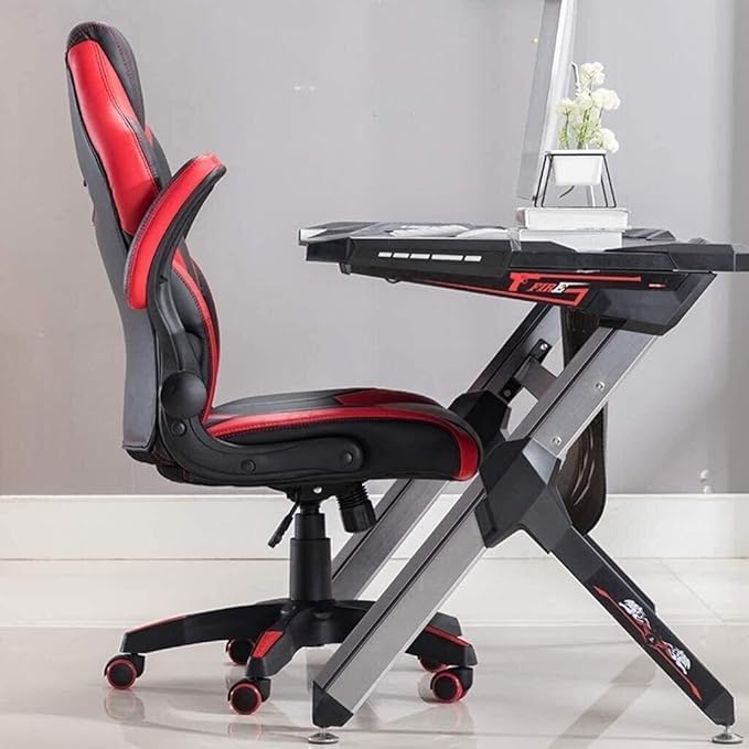 Ergonomic Gaming Chair with Lumbar Support Flip-Up Arms Adjustable Headrest PU Leather Executive Desk Chair