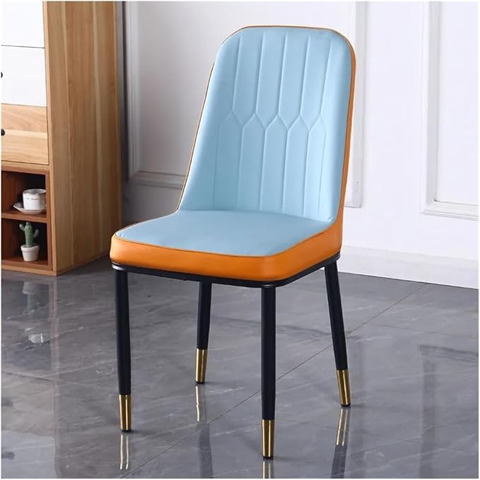 Adjustable Office Computer Chair with Armrest 1pcs Dining Chair with Backrest for Comfort and Durability Sleek Black Legs with Gold Accents(Blue and Orange)
