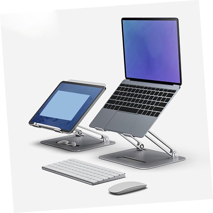 Homoyoyo Adjustable Aluminum Alloy Laptop Cooler Cooling Pad with Dual Fans Foldable Elevated Notebook Cooler for Gaming and Office Use Silver