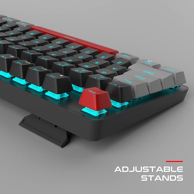 MageGee Mechanical Gaming Keyboard 104 Keys Blue Backlit Keyboards with Red Switches Double-Shot Keycaps USB Wired Mechanical Computer Keyboard for Laptop Desktop PC Gamers(Gray &amp Black)