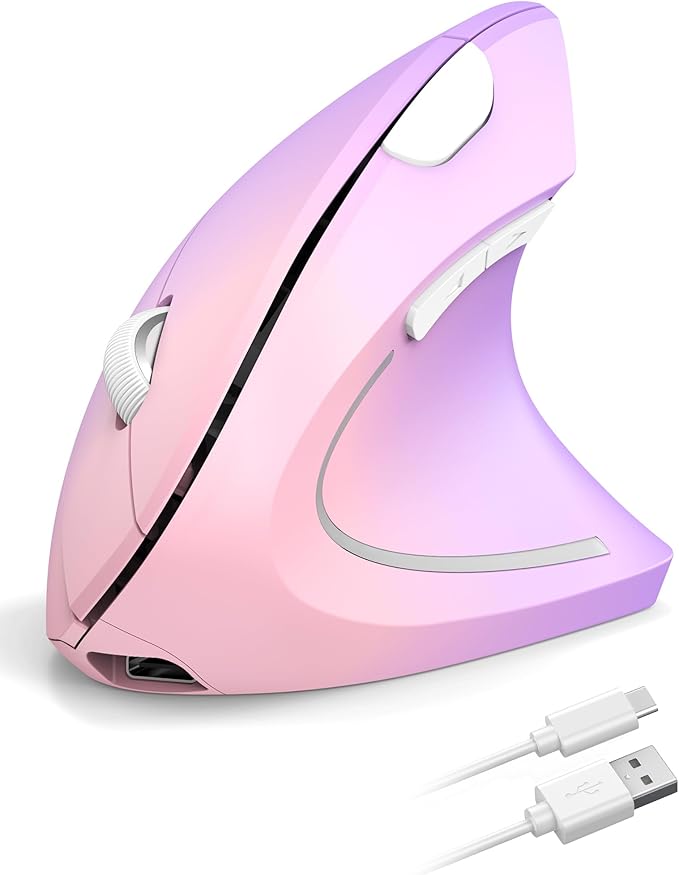 TECKNET Ergonomic Mouse Wireless Rechargeable Vertical Mouse for Carpal Tunnel Right Hand 4800 DPI 5 Adjustable Levels 2.4GHz with USB-A Receiver Silent Click for Laptop PC MacBook Desktop