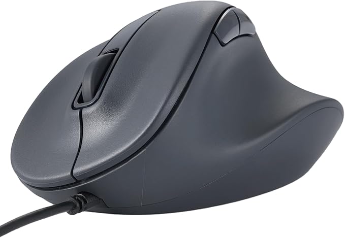ELECOM Wired USB Ergonomic Shape Mouse Silent Click Right Hand 2000DPI 5 Buttons Optocal Sensor Compatible with PC Mac Laptop EX-G Ssize Black (M-XGS30UBSKBK)