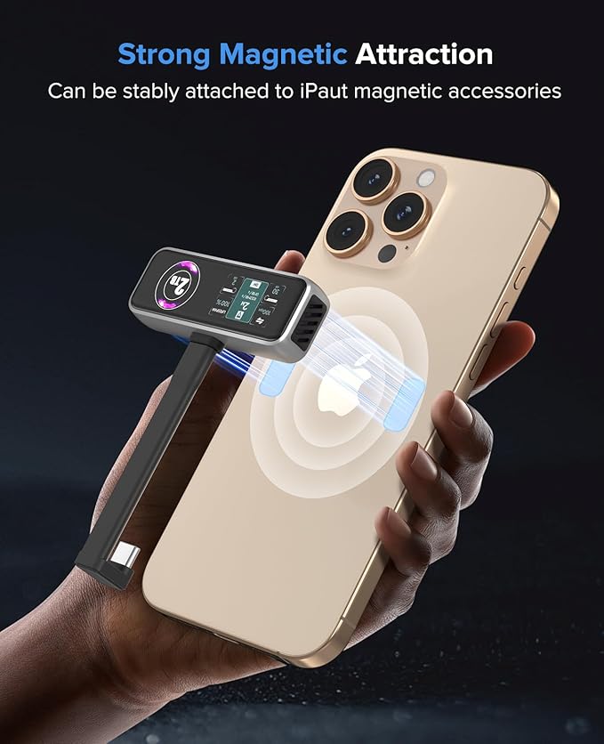 ZIKE Z791C Magnetic Portable SSD 2 TB External SSD Built-in Fan 4K 120fps ProRes Video Recording USB3.2 Gen2 up to 990MB/s Supports PD3.0 Port 27W Charging Compatible with iPhone 17/16/15