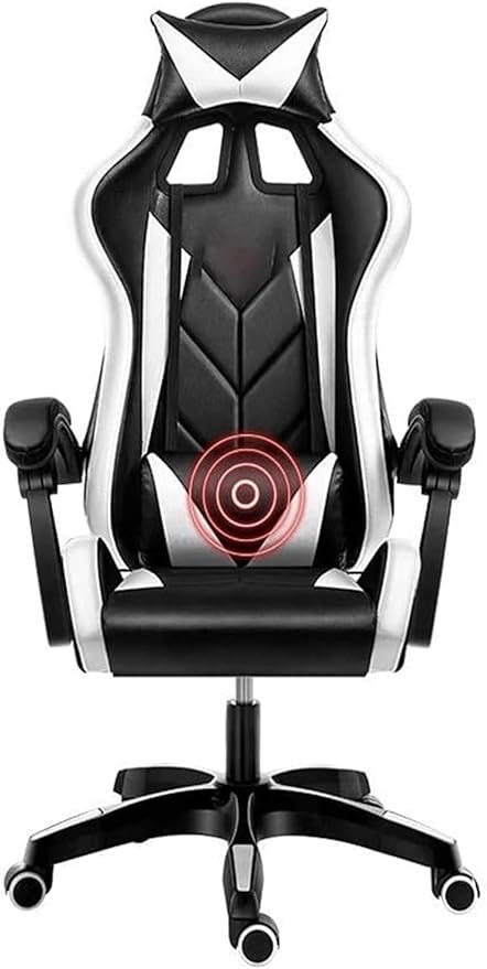 Gaming Chair Office Chairs E-Sports Chair Comter Chair Ergonomic Game Seat Work Swivel Chair Backrest Lift Chair (Color:Black White)