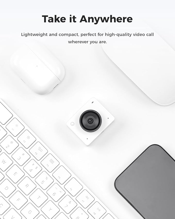 OBSBOT Meet 2-4K Webcam for PC with 1/2 Sensor AI Framing &amp Autofocus Beauty Mode Lightweight Gesture Control HDR Dual Microphone 60 FPS Web Cam for Streaming Meeting Gaming. (Cloud Whi
