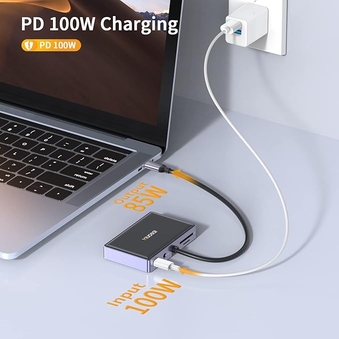 USB C to HDMI VGA Adapter 7 in 1 USB C Hub MultiPort Adapter with 4K HDMI/VGA 100W PD USB-A 3.0 Audio/Mic SD/TF for Dell/HP/Lenovo/MacBook Pro Laptop