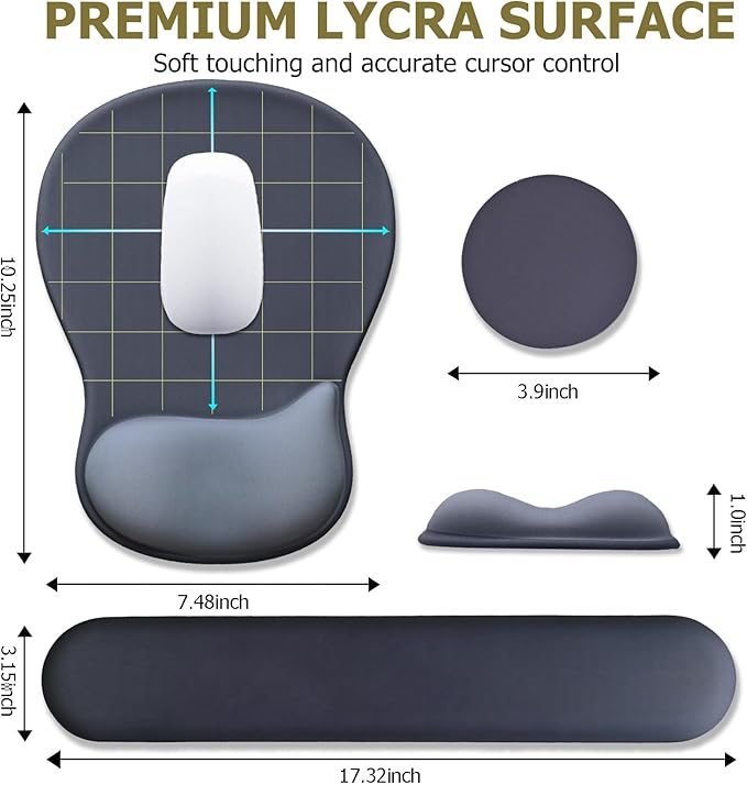 Gel Mouse Pad with Wrist Rest Ergonomic Office Keyboard Wrist Rest and Mousepad with Wrist Support Computer Mouse Pad with Non-Slip PU Base and Desk Accessories Mat for Home &amp Gaming Onyx Black