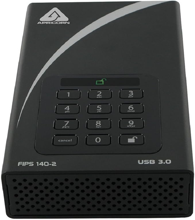 Apricorn 6TB Aegis Desktop Padlock FIPS 140-2 Validated 256-Bit Encrypted Hard Drive (ADT-3PL256F-6000)