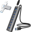 ORICO Aluminum 7-Port USB Hub + 256 GB UFSD USB C Flash Drive