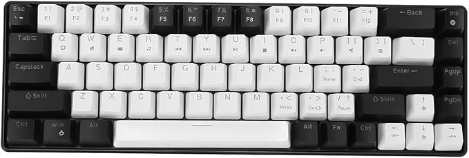 Yoidesu LED Backlit Mechanical Gaming Keyboard 68 Key RGB Mechanical Keyboard with 5.7ft Detachable Cable for OS X Linux System (Black and White)