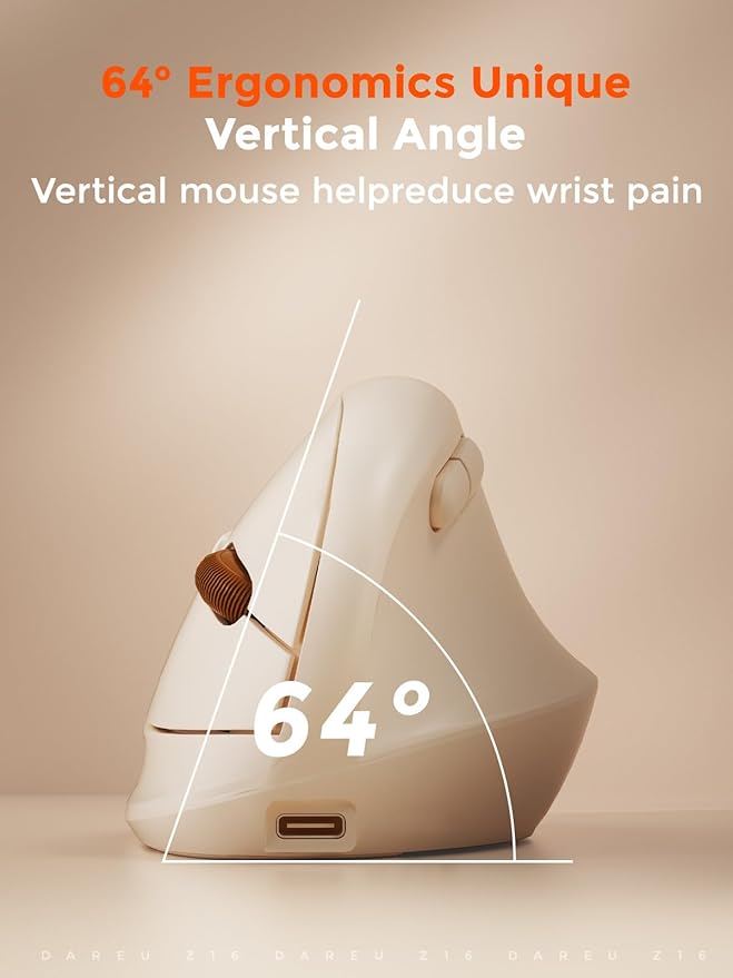DAREU Ergonomic Vertical Wireless Mouse for Small Hands2.4GHz / BT Optical Vertical Mice with Ergo Design for Comfort and Reduced Wrist Strain3 Multi-Device Connectivity for Computer/PC/Laptop
