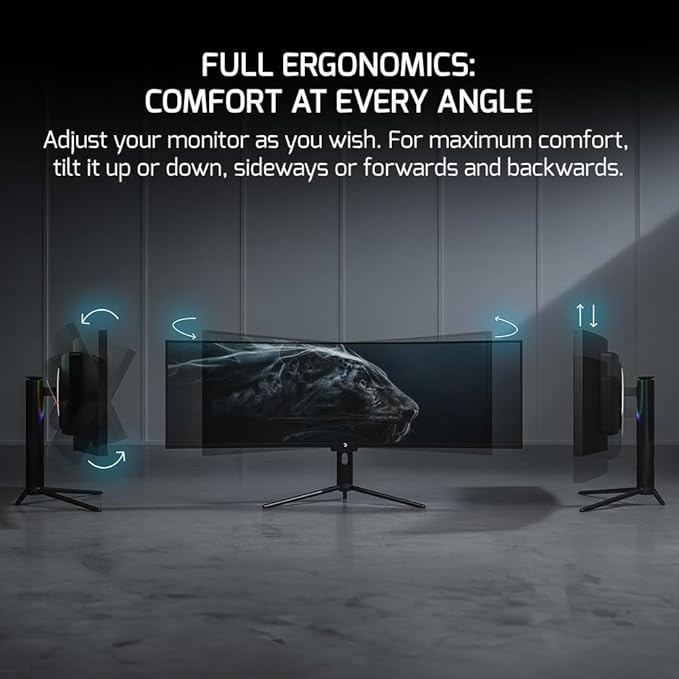 GAMEPOWER DQ49 inch Curved Ultrawide Gaming Monitor 1Ms 120Hz Refresh Rate 32:9 DQHD 5120 x 1440P R1800 99% sRGB HDR400 DisplayPort Type-C FreeSync Gsync Height - Tilt Adjustable