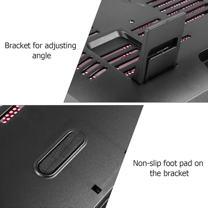 Laptop Cooling Pad Dual Quiet Fans USB Powered Stand with Slip Design for Notebooks and Laptops Lightweight Ergonomic Cooler Red