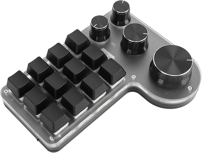Zopsc USB Macro Mechanical Gaming Keyboard 12 Keys 4 Knobs BT Wired USB Dual Mode Connection Custom Macro Programming Keyboard Hot Swappable Red Switch