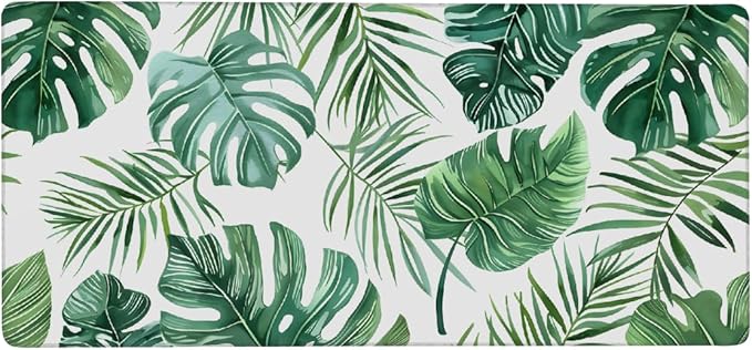 Summer Palm Leaf Large Mouse Pad Gaming Mousepad Desk Mat for Desktop Computer Keyboard Waterproof Mouse Mat Desk Pad with Non-Slip Base for Game School Office Home 35.4 x 15.7