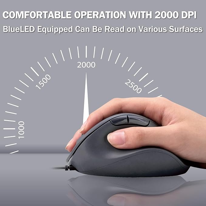 ELECOM Wired USB Ergonomic Shape Mouse Silent Click Right Hand 2000DPI 5 Buttons Optocal Sensor Compatible with PC Mac Laptop EX-G Ssize Black (M-XGS30UBSKBK)