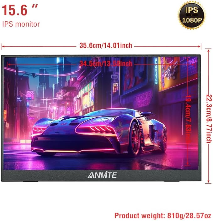 Touch Portable Monitor for Laptop 15.6 Inch Computer Gaming Display Metal Enclosure Mobile Display External Display for Xbox PS4 Phone with Speakers Type-C USB-C HDMI IPS FHD 1080P LED Screen