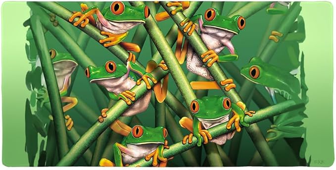 Red Eye Tree Frog Grouping Tropical Rainforest Large Gaming Mouse Pad Desk Mat with Stitched Edges Non-Slip Base