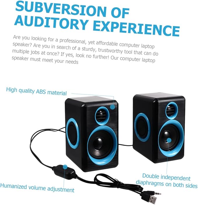 Gadpiparty Mini USB 2.0 Laptop Speaker for PC and Desktop Computer Mini Loudspeaker Box with Dc 5v Power Compact Surround Speaker for Home and Office Use