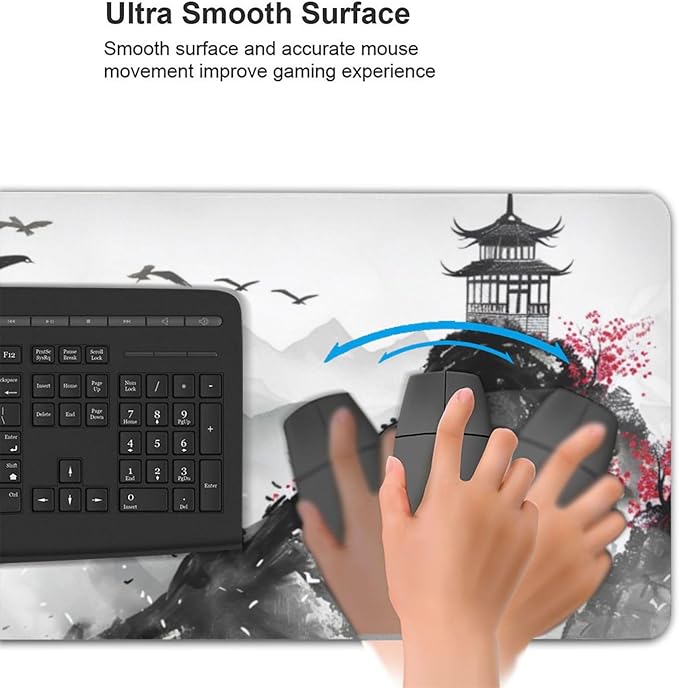 3XL Extended Gaming Mouse Pad -Watercolor Cherry Blossom 24x48 Inch Mouse Mats Desk PadLarge Desk MatExtended Keyboard Mousepad with Non-Slip Base and Stitched Edge for Home Office