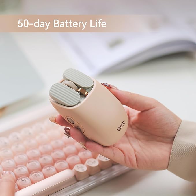 LOFREE Wavy Chips Dual-Mode Wireless Mouse with 5 Adjustable DPI Levels Compatible with Windows MacOS iOS Android (Milk Tea)