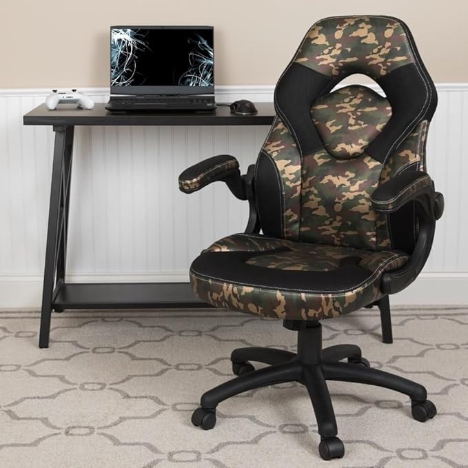 Ergonomic Office Chair Gaming Chair with Adjustable Height 360° Swivel Flip-up Arms Mesh Backrest for Home &amp Study