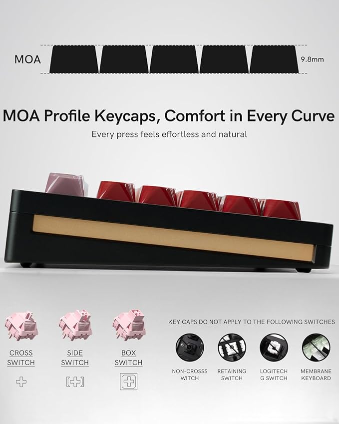 PBT Keycaps Glossy Red Lipstick Jelly Keycaps MOA Profile 128 Keys Elegant Cute Custom Key caps for 61/68/84/87/98/100 Cherry Gateron MX Mechanical Keyboards No Tear &amp Never Fades